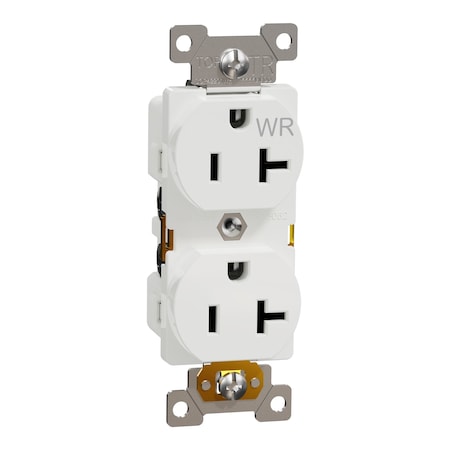 Duplex Straight Blade Receptacle, 5-20R, 20 A, 125V AC, 2 Pole, Flush Mount, Self-Grounded