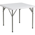Square Wh 34Sq Plastic Fold Table, 34.25" W, 34.25" L, 29.5" H, Plastic Top, White