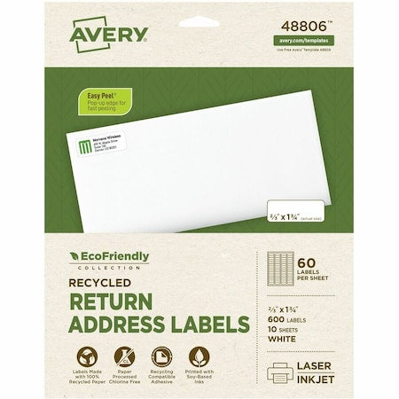 EcoFriendly Recycled Address Label, PK600