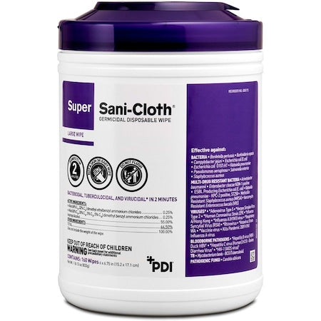 Germicidal Disinfecting Wipes, 6 x 6-3/4", 160 Wipes