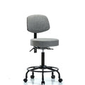 Bench Stool, Med, Fab, Bk, RT, Casters, Gry