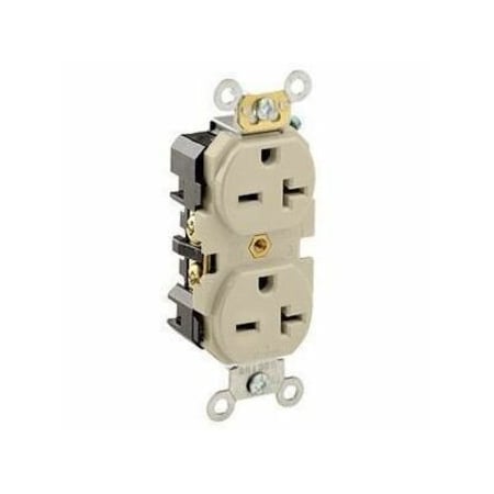 Duplex Straight Blade Receptacle, 6-20R, 20 A, 250V AC, 2 Pole, 3 Wire, Flush Mount, Grounded