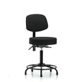 Rutledge Fab Stool with Back - Med Bench Height with Round Tube Base and Stat Glides in Black Fab