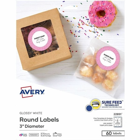 Glossy White Labels, PK60