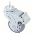 Stem Caster, 165 lb. Load, Gray Wheel