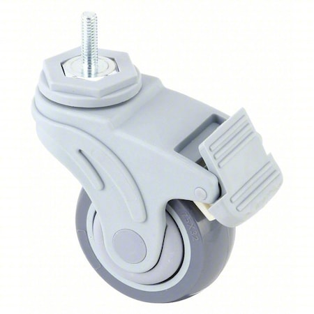 Stem Caster, 165 lb. Load, Gray Wheel