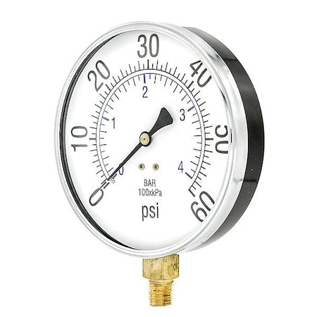 Pressure Gauge, 1/4 in NPT, Bottom Location