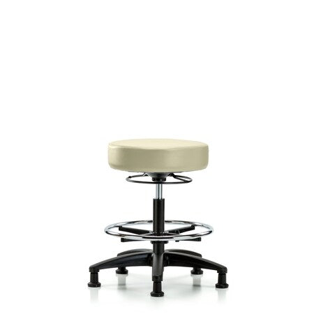 Vin Stool without Back-Med Bench Ht with Chr Foot RingandStat Glides in Adobe White Trailblazer Vin