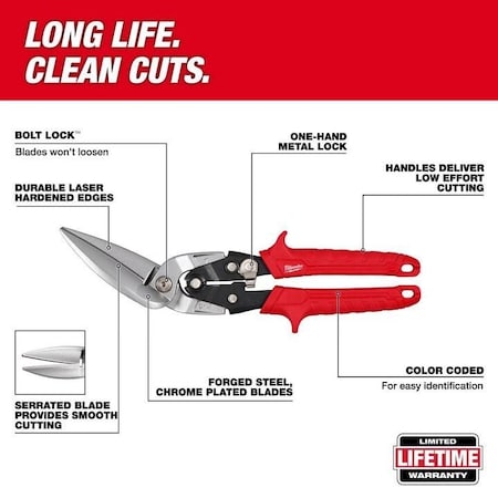 Left Offset Long Cut Aviation Snips