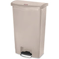 Slim Jim Step-On 18 gal Rectangular Slim-Profile Plastic Can, Beige, Foot Pedal, Plastic, 13 in