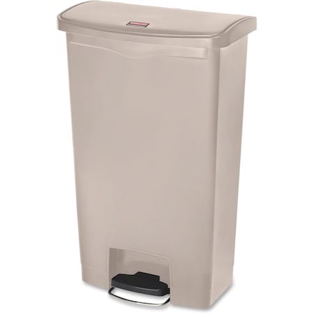 Slim Jim Step-On 18 gal Rectangular Slim-Profile Plastic Can, Beige, Foot Pedal, Plastic, 13 in