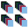 Case of Stasher 1 Subject Spiral Notebook, 11"x9" 100 sht, Narrow Ruled, Cover Pkt, Asstd. Cover, PK24