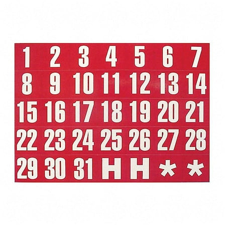 1-31 White/Red Calendar Dates