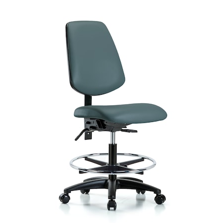 Medium Bench Chair No Arms, 22" to 29" Height, Vinyl, Colonial Blue