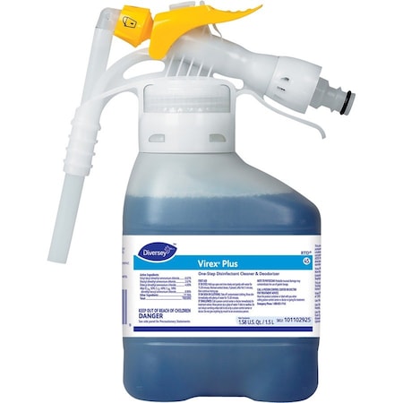One Step Disinfectant Deodorizing Cleaner Concentrate, 1.5L Bottle, Unscented, Blue, 2 PK