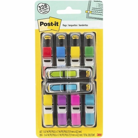Sticky Flags, 1/2x1-3/4 In, Assorted, 35 Sheets per Pad, PK10
