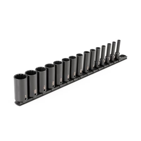 3/8 in Drive Impact Socket Set, SAE, 15 pcs