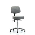 Rutledge Fab Stool with Back Chrome - Med Bench Height with Seat Tilt and Stat Glides in Gray Fab