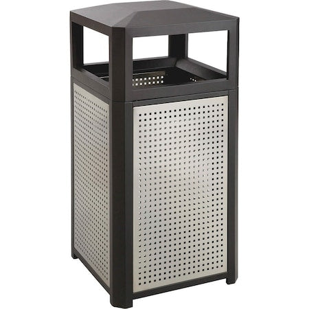 Evos 38 gal Square Outdoor Can, Black, Open Side, Galvanized Steel, 21 in
