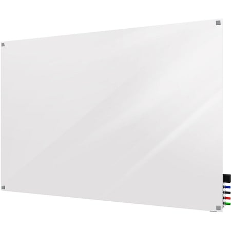 Dry Erase Board, Glass, 24 in, 36 in, No Frame Frame, White, Gloss