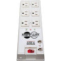 Power Strip, Surge, Tel/DSL Protection, 5-15R, 5-15P, 6 ft., Light Gray