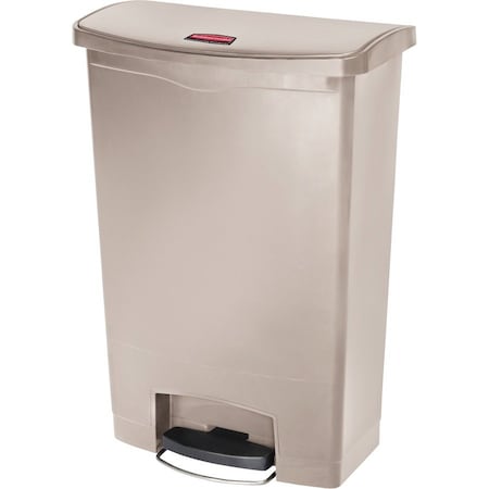 Slim Jim Step-On 24 gal Rectangular Slim-Profile Plastic Can, Beige, Foot Pedal, Plastic, 23 3/8 in