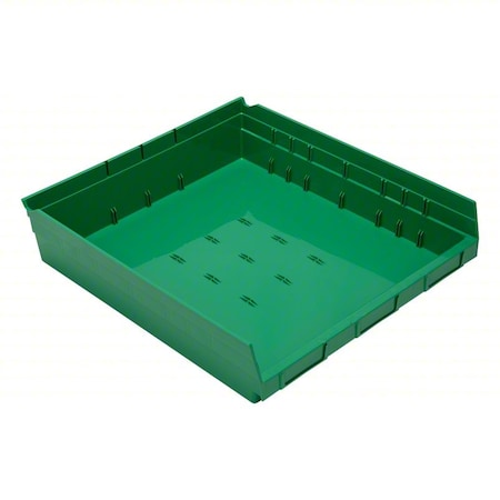 Economy nesting shelf bin, Plastic, Green, 4 in H, 16 1/2 in W, 17 7/8 in L