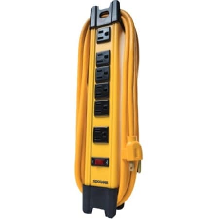 Power Strip, Yellow, 5-1/4 in, 6 Outlets