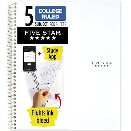 Wirebound Notebook, 5 Subject, College R