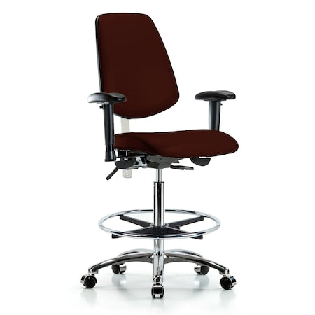 Clean Room Chair Vin Hi Ben Chair, Med, Bk, Burg, CL100, Adjustable Arms, 26" to 35-1/2" Height, Vinyl