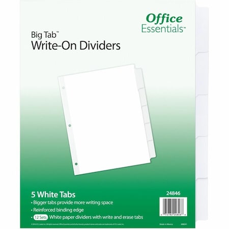 Big Tab Write-On Tab Dividers, 5 W, PK12