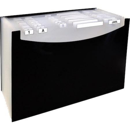 8-1/2"" x 14"" Legal Size Black 21-Pocket Stand-Up Expanding File, 1/EA