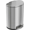 13 Gallon / 50 Liter Semi-Round Step Trash Can, Stainless Steel