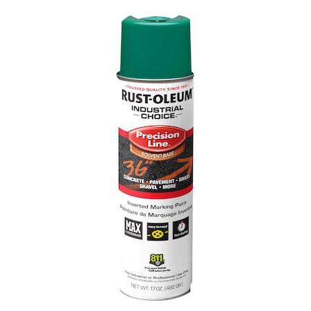Precision Line Marking Paint, Inverted, Safety Green, 17 oz