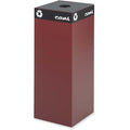 37 gal Square Recycling Bin, Open Top, Red, Steel, 1 Openings