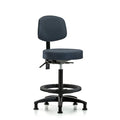 Vin Stool with Back-High Bench Height with Black FRandStat Glides in Imperial Blue Trailblazer Vin