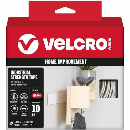Reclosable Fastener, Rubber Adhesive, 15 ft, 2 in W, White