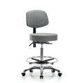 Fab Stool with Back Chrome-High Bench Height with Seat Tilt, Chrome Foot Ring, andCasters in Gray Fab