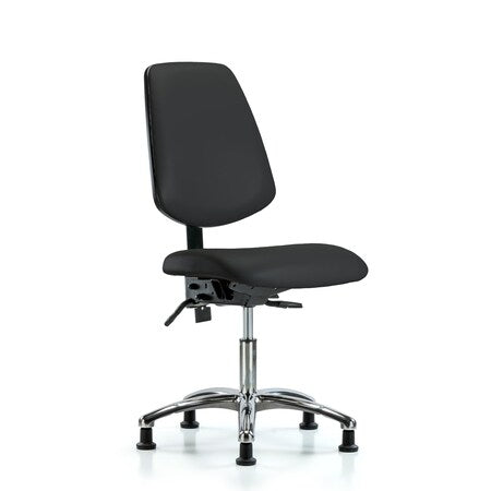 Desk Chair Desk Chair,Vinyl,Med,Bk,Chrm,Glides,Blk, No Arms, 18"" to 23"" Height, Vinyl, Black
