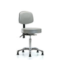 Vin Stool with Back Chr-Medium Bench Ht with Seat Tilt and Stationary Glides in Dove Trailblazer Vin