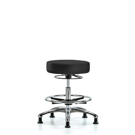 Vin Stool without Back Chr-Med Bench Ht with Chr Foot RingandStat Glides in Charcoal Trailblazer Vin