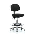 Fab Stool with Back Chr-High Bench Height with Seat Tilt, Chr Foot Ring, andStat Glides in Black Fab