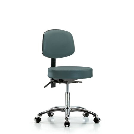 Desk Stool, Vin, Bk Chrome, Tilt, Cast, Blu