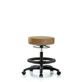 Vin Stool without Back-Medium Bench Height with Black Foot Ring and Casters in Taupe Trailblazer Vin
