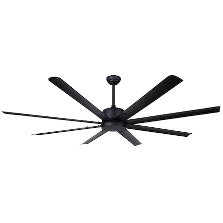 Ceiling Fan, 72 in Blade Dia, 8 Blades, 5 Speeds, 120V AC, Matte Black