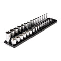 3/8 Inch Drive 6-Point Socket Set with Rails and Tray, 30-Piece 1/4-1 in.