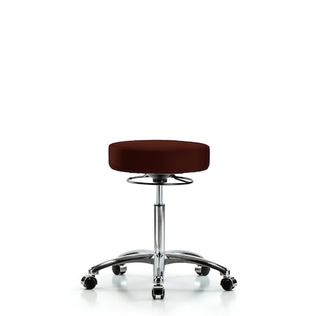 Rutledge Vin Stool without Back Chrome-Medium Bench Height with Casters in Burgundy Trailblazer Vin