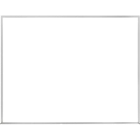 Dry Erase Board, Plastic, 36 in, 46 1/2 in, Aluminum Frame, White, Gloss