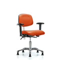 Clean Room Chair Desk Chair, Vinyl, Chrm, AA, Glds, Org, CL100, Adjustable Arms, 18" to 23" Height, Vinyl
