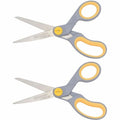 Titanium Bonded Scissors, 8" Long, 3.5" Cut Length, Straight Gray/Yellow Handle, PK2